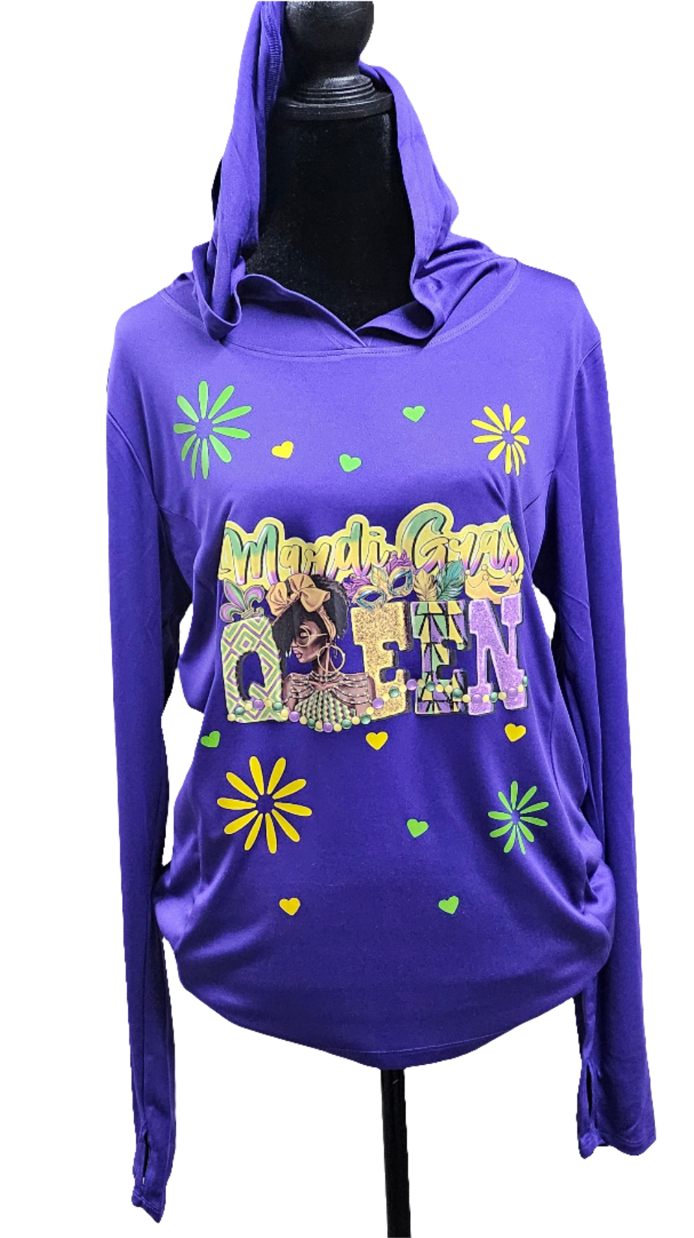 MARDI GRAS QUEEN Lightweight Hooded Pullover