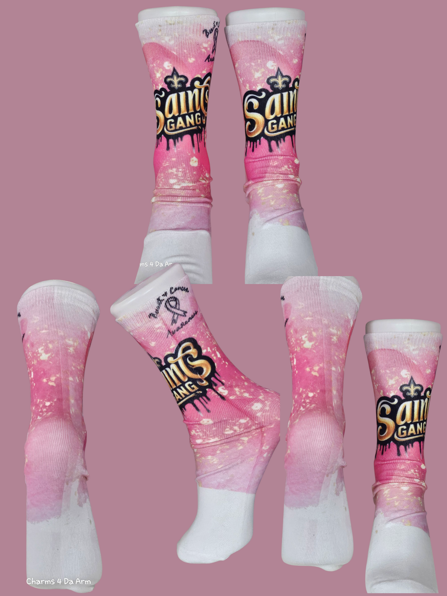Breast Cancer Awareness Socks "Saints Gang