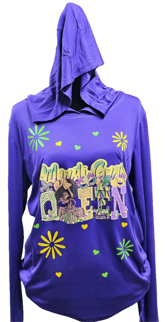 MARDI GRAS QUEEN Lightweight Hooded Pullover