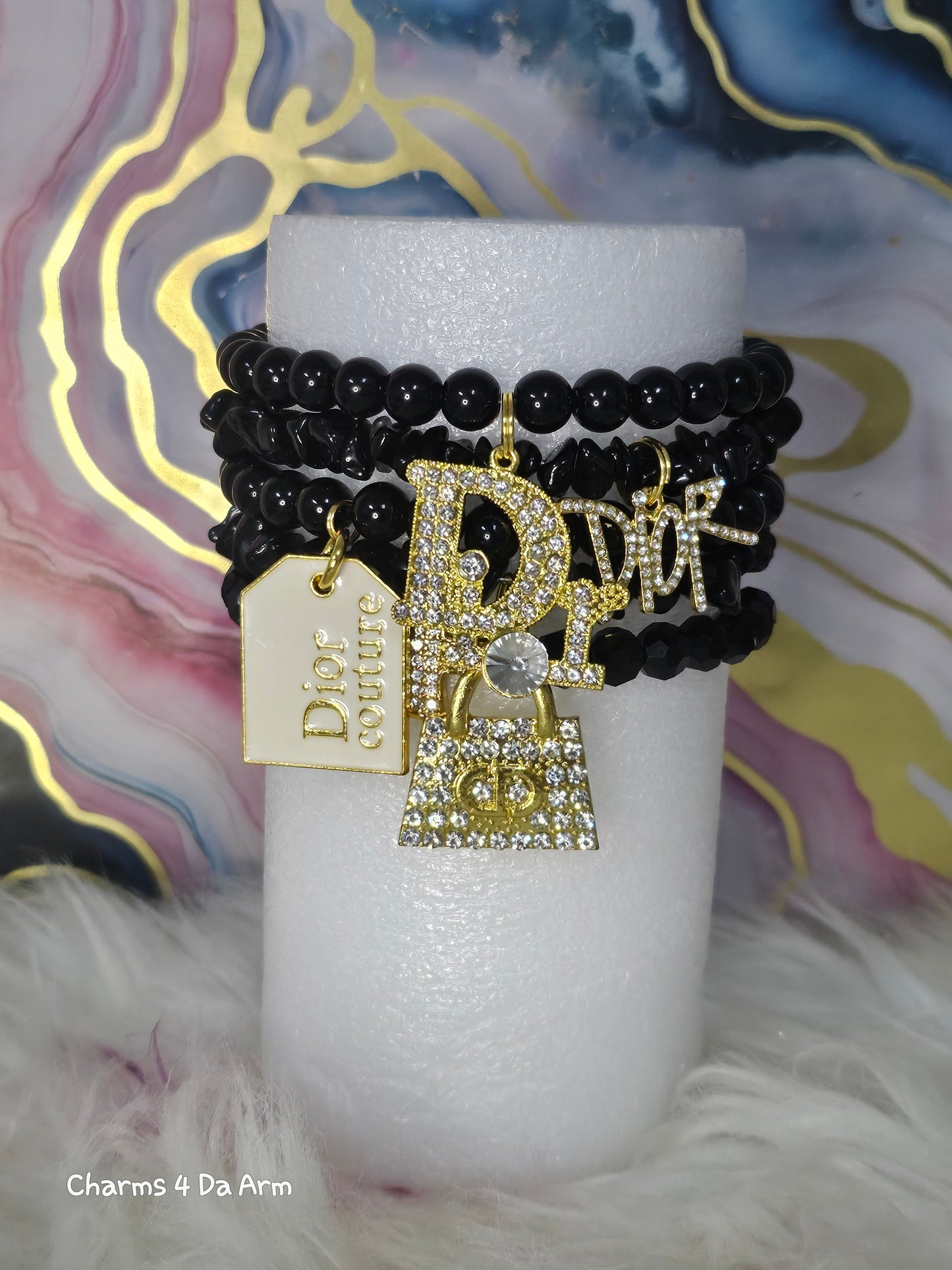 Black & Gold Designer Inspired Bracelet Set