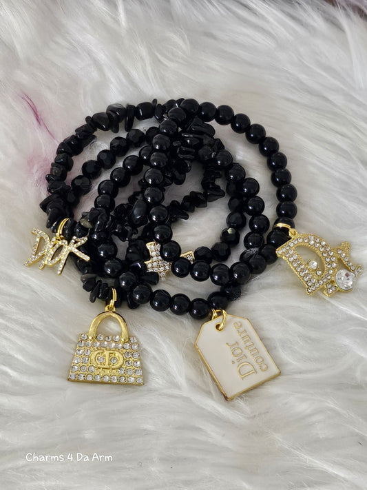 Black & Gold Designer Inspired Bracelet Set