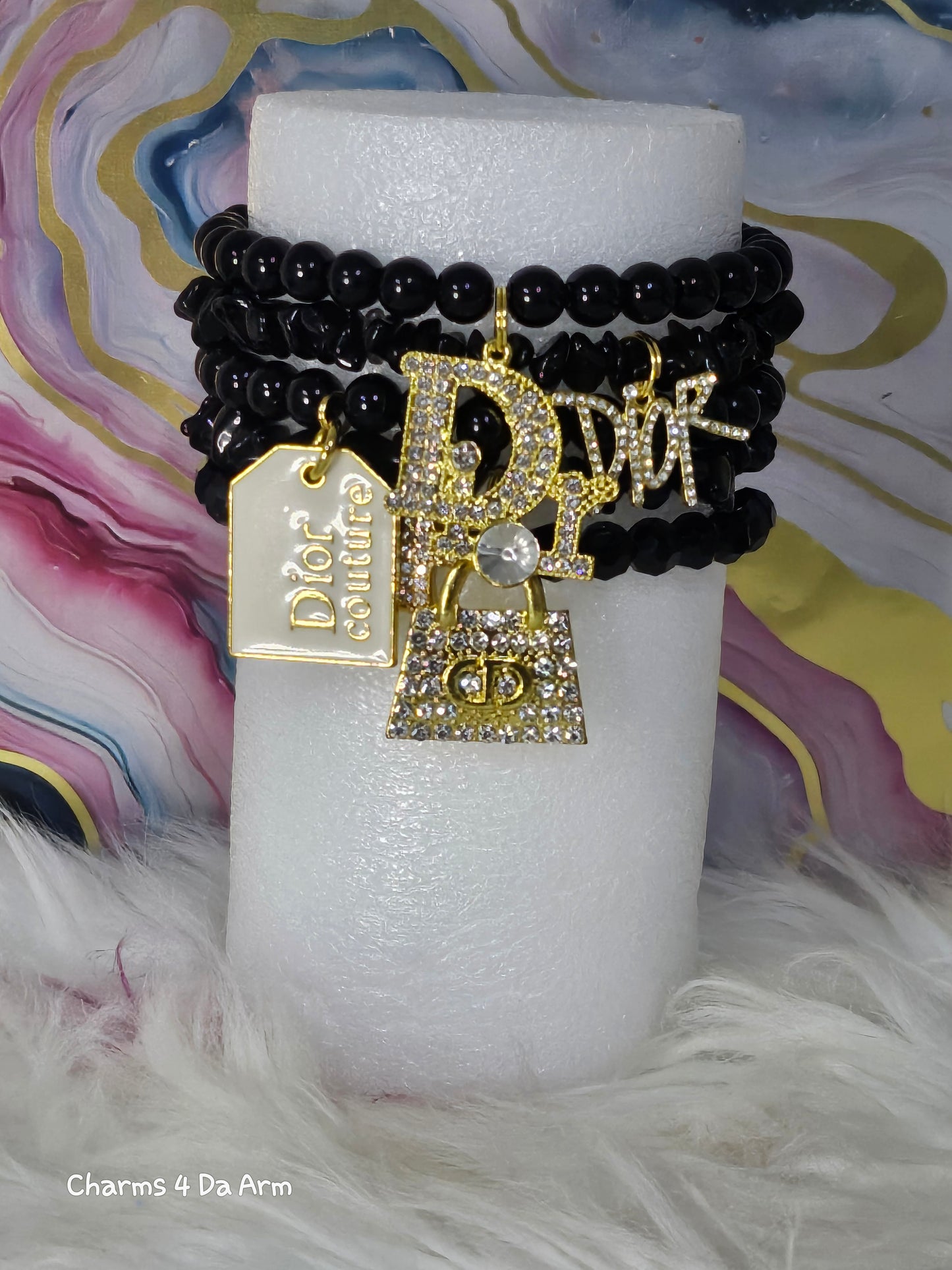 Black & Gold Designer Inspired Bracelet Set
